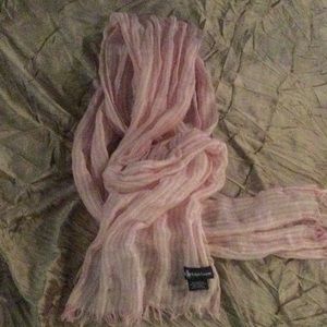 Pink and white linen scarf